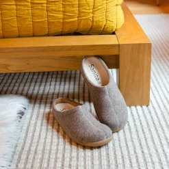 Lodge Slide Unisex Wool Slipper in Stone