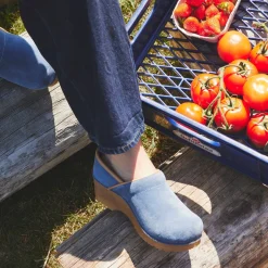 Pro. Oiled Leather Women's Clog in Dove Blue