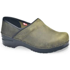 Pro. Oiled Leather Women's Clog in Olive